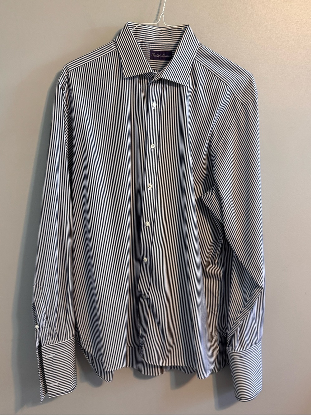 Ralph Lauren Purple Label Men’s 17.5 Stripe French Cuff Dress Shirt Italy